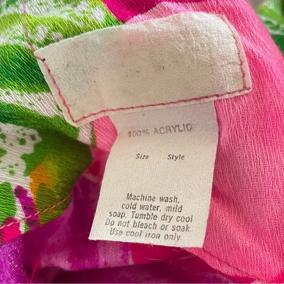 Vtg 60's Pink Magenta Floral Barkcloth Empire Waist Muumuu Dress Tie Back - XS - Picture 6 of 9